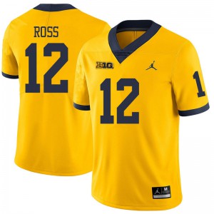 #12 Josh Ross Wolverines Jordan Brand Men's Football Jersey Yellow