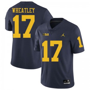 #17 Tyrone Wheatley University of Michigan Jordan Brand Men's Player Jerseys Navy