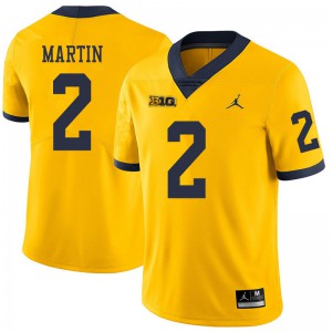 #2 Oliver Martin Michigan Jordan Brand Men's NCAA Jersey Yellow