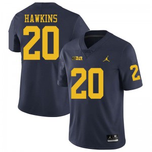 #20 Brad Hawkins Michigan Jordan Brand Men's University Jerseys Navy