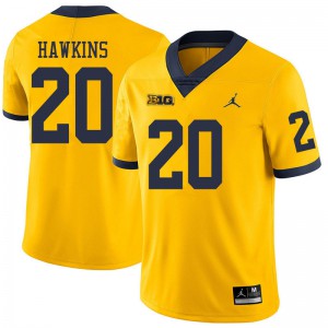 #20 Brad Hawkins Michigan Jordan Brand Men's University Jersey Yellow