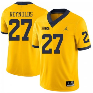 #27 Hunter Reynolds University of Michigan Jordan Brand Men's Official Jersey Yellow