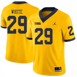 #29 Brendan White Wolverines Jordan Brand Men's Player Jerseys Yellow