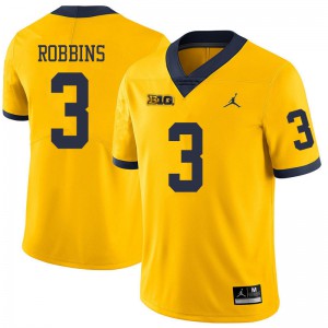 #3 Brad Robbins Michigan Jordan Brand Men's College Jersey Yellow