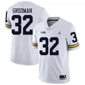 #32 Louis Grodman Wolverines Jordan Brand Men's University Jersey White