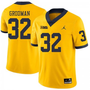 #32 Louis Grodman Wolverines Jordan Brand Men's Official Jersey Yellow