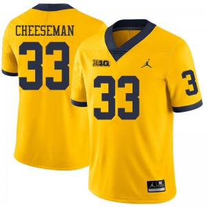 #33 Camaron Cheeseman Michigan Jordan Brand Men's Stitch Jerseys Yellow