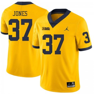 #37 Bradford Jones Wolverines Jordan Brand Men's University Jersey Yellow