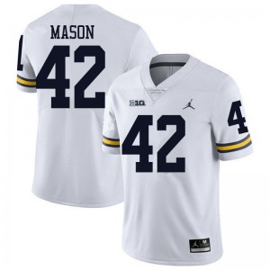 #42 Ben Mason Michigan Jordan Brand Men's Player Jersey White