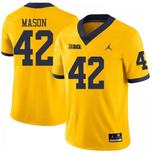 #42 Ben Mason Wolverines Jordan Brand Men's University Jersey Yellow