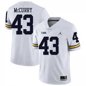#43 Jake McCurry Wolverines Jordan Brand Men's Stitch Jerseys White