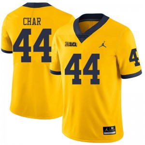 #44 Jared Char Wolverines Jordan Brand Men's NCAA Jersey Yellow
