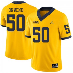 #50 Michael Onwenu University of Michigan Jordan Brand Men's Alumni Jersey Yellow
