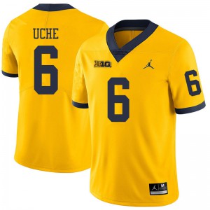 #6 Josh Uche Wolverines Jordan Brand Men's Official Jersey Yellow