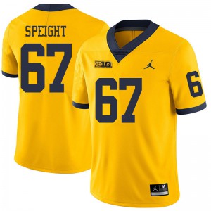 #67 Jess Speight Wolverines Jordan Brand Men's Football Jersey Yellow