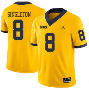 #8 Drew Singleton Michigan Jordan Brand Men's Football Jersey Yellow