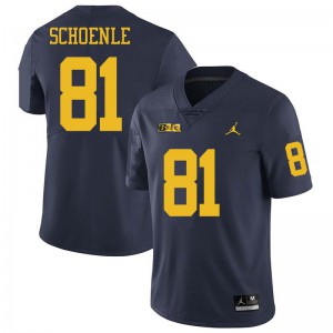 #81 Nate Schoenle Michigan Jordan Brand Men's Football Jerseys Navy