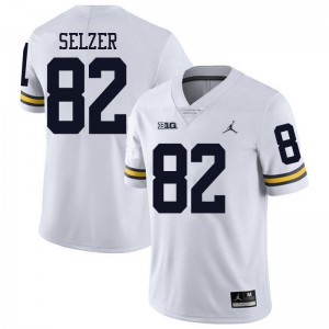 #82 Carter Selzer University of Michigan Jordan Brand Men's Player Jersey White