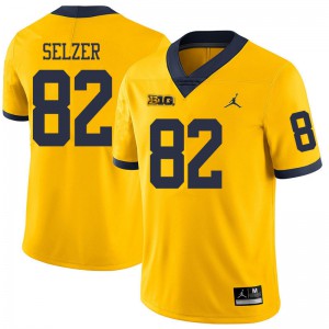 #82 Carter Selzer Wolverines Jordan Brand Men's Player Jerseys Yellow