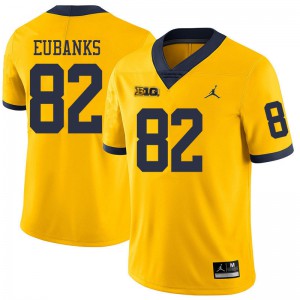 #82 Nick Eubanks Michigan Jordan Brand Men's Stitch Jersey Yellow