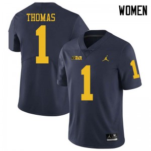 #1 Ambry Thomas Michigan Wolverines Jordan Brand Women's University Jersey Navy