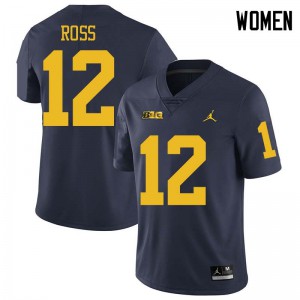 #12 Josh Ross Michigan Jordan Brand Women's NCAA Jersey Navy