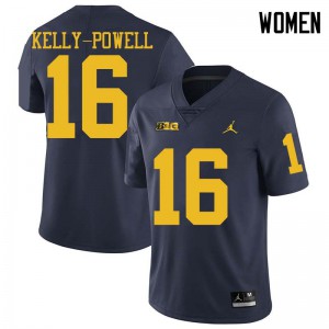 #16 Jaylen Kelly-Powell Michigan Jordan Brand Women's Football Jersey Navy