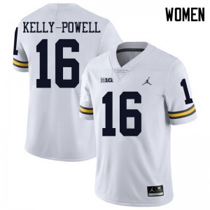#16 Jaylen Kelly-Powell University of Michigan Jordan Brand Women's Embroidery Jerseys White