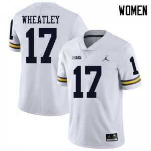 #17 Tyrone Wheatley Wolverines Jordan Brand Women's Football Jersey White