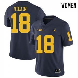 #18 Luiji Vilain Michigan Wolverines Jordan Brand Women's Stitch Jerseys Navy