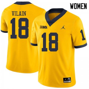 #18 Luiji Vilain Wolverines Jordan Brand Women's College Jersey Yellow