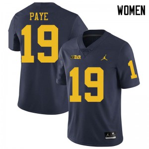 #19 Kwity Paye Michigan Wolverines Jordan Brand Women's Official Jersey Navy