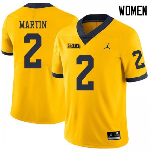 #2 Oliver Martin Michigan Jordan Brand Women's College Jersey Yellow