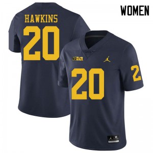 #20 Brad Hawkins Michigan Jordan Brand Women's Player Jersey Navy