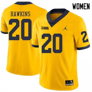 #20 Brad Hawkins Michigan Jordan Brand Women's High School Jersey Yellow