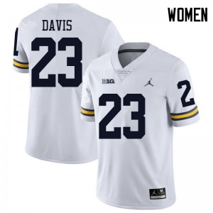 #23 Jared Davis Michigan Jordan Brand Women's Stitch Jerseys White