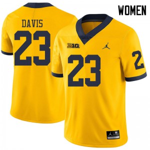 #23 Jared Davis Wolverines Jordan Brand Women's Embroidery Jerseys Yellow