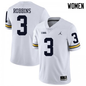 #3 Brad Robbins Michigan Jordan Brand Women's Official Jersey White