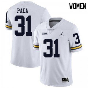 #31 Phillip Paea Wolverines Jordan Brand Women's College Jerseys White