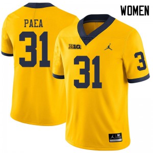 #31 Phillip Paea Michigan Jordan Brand Women's College Jersey Yellow