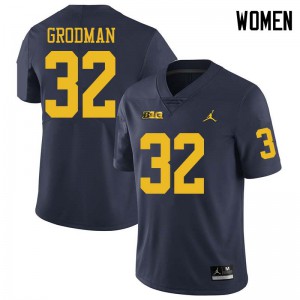 #32 Louis Grodman Wolverines Jordan Brand Women's College Jerseys Navy