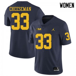 #33 Camaron Cheeseman Michigan Jordan Brand Women's Official Jersey Navy