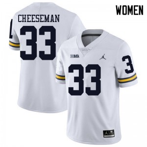 #33 Camaron Cheeseman Michigan Jordan Brand Women's Official Jerseys White