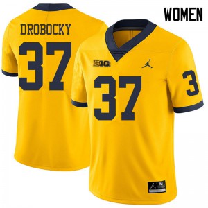#37 Dane Drobocky University of Michigan Jordan Brand Women's Official Jerseys Yellow