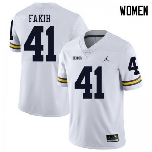 #41 Adam Fakih University of Michigan Jordan Brand Women's Stitched Jersey White
