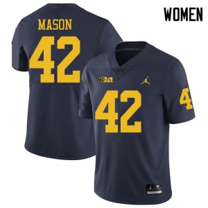 #42 Ben Mason University of Michigan Jordan Brand Women's Stitch Jerseys Navy