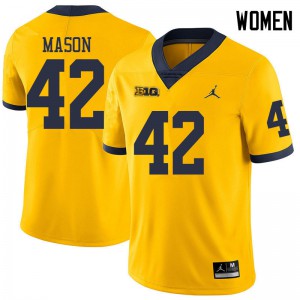 #42 Ben Mason University of Michigan Jordan Brand Women's Embroidery Jerseys Yellow