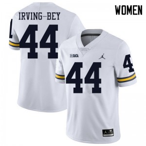 #44 Deron Irving-Bey Wolverines Jordan Brand Women's College Jersey White
