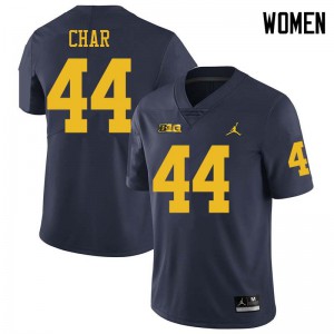 #44 Jared Char Michigan Wolverines Jordan Brand Women's Stitch Jersey Navy