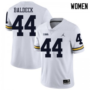 #44 Matt Baldeck Michigan Wolverines Jordan Brand Women's College Jerseys White